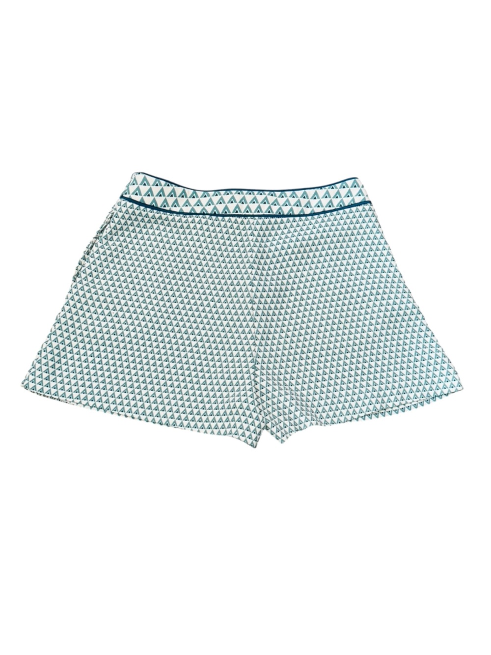 H&M Teal Geometric Print Tailored Shorts High Waist Flat Front Size 8 EU 38 - Picture 6 of 10